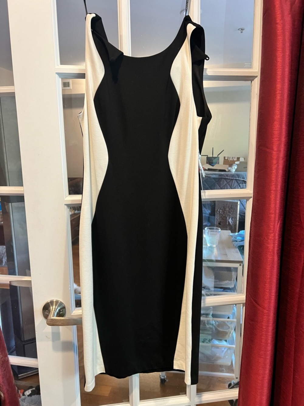 Bisou Bisou Black and White Midi Sheath Dress
